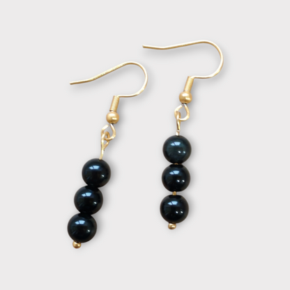 Boucles d'oreilles Trinity - Obsidienne