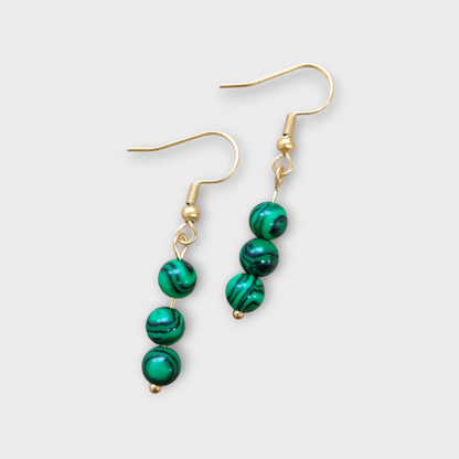 Boucles d'oreilles Trinity - Malachite