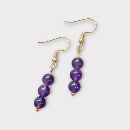 Boucles d'oreilles Trinity - Améthyste