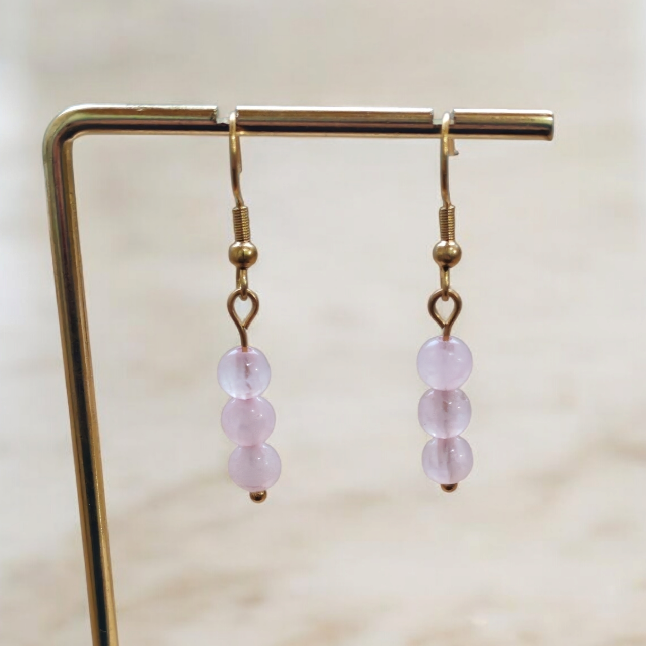 Boucles d'oreilles Trinity - Quartz Rose