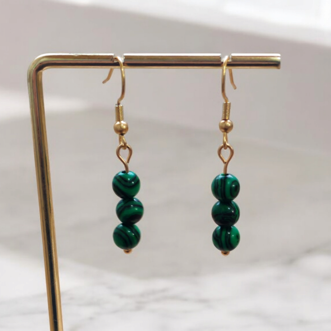 Boucles d'oreilles Trinity - Malachite