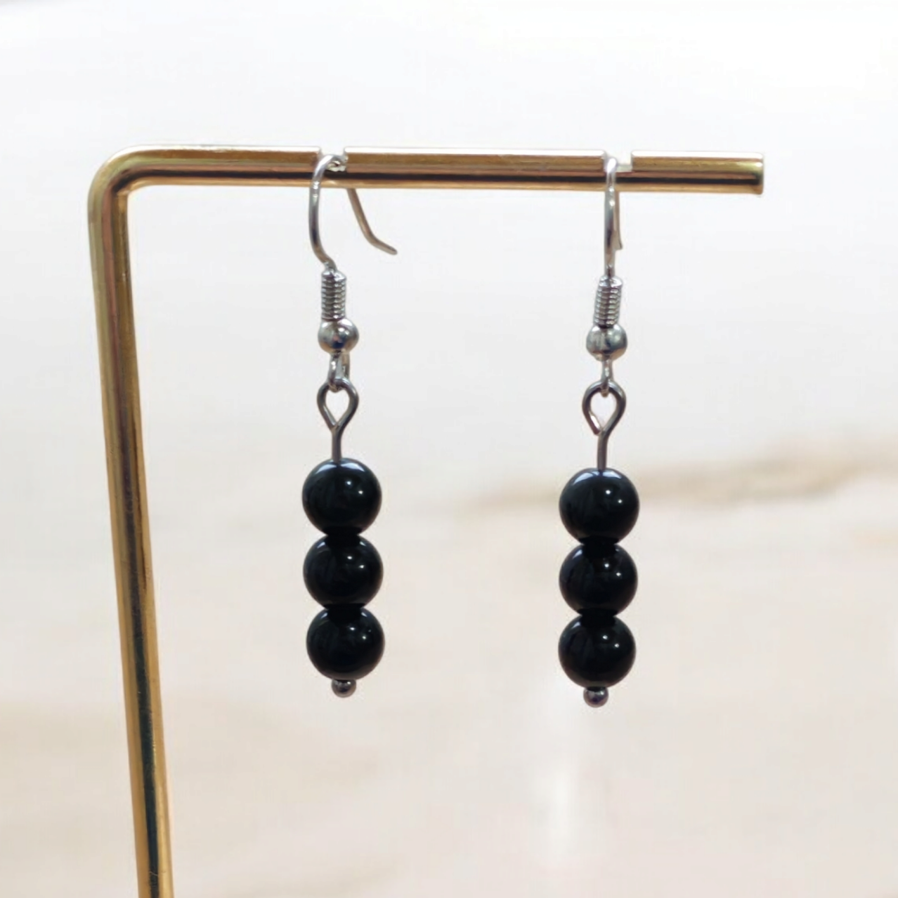 Boucles d'oreilles Trinity - Obsidienne