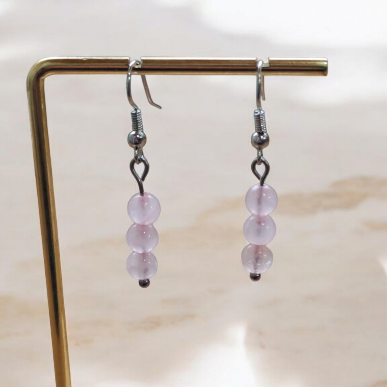 Boucles d'oreilles Trinity - Quartz Rose