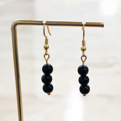 Boucles d'oreilles Trinity - Obsidienne