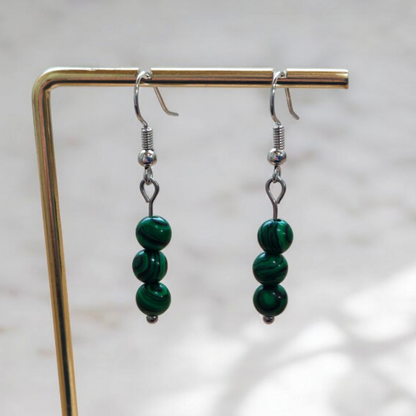 Boucles d'oreilles Trinity - Malachite